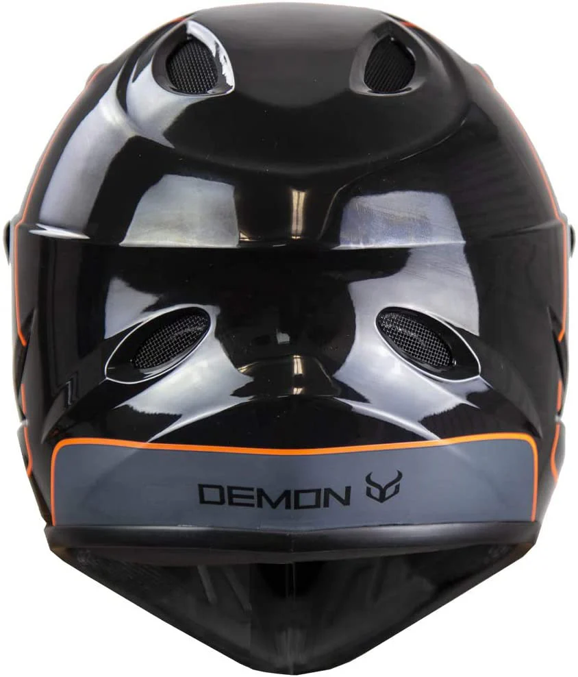 Demon Podium Full Face Bicycle Helmet- Gloss Black/Orange - Image 3