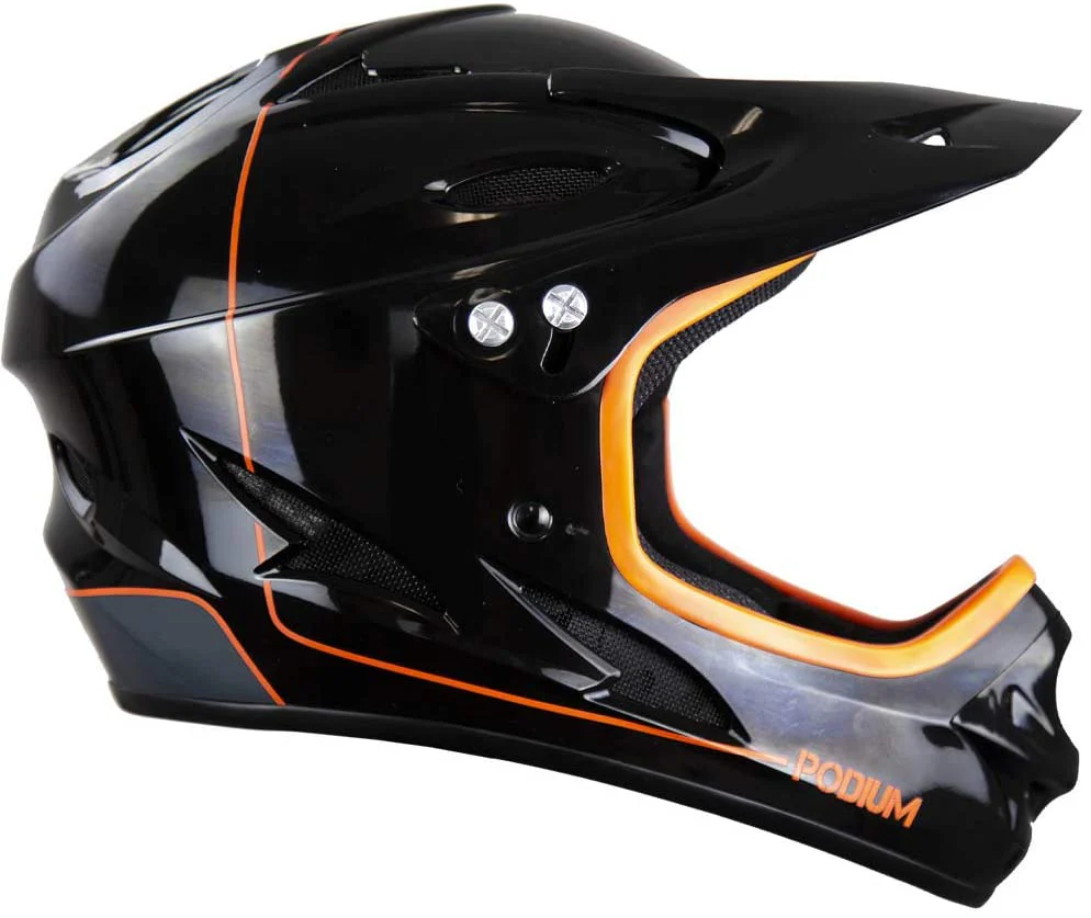 Demon Podium Full Face Bicycle Helmet- Gloss Black/Orange - Image 4