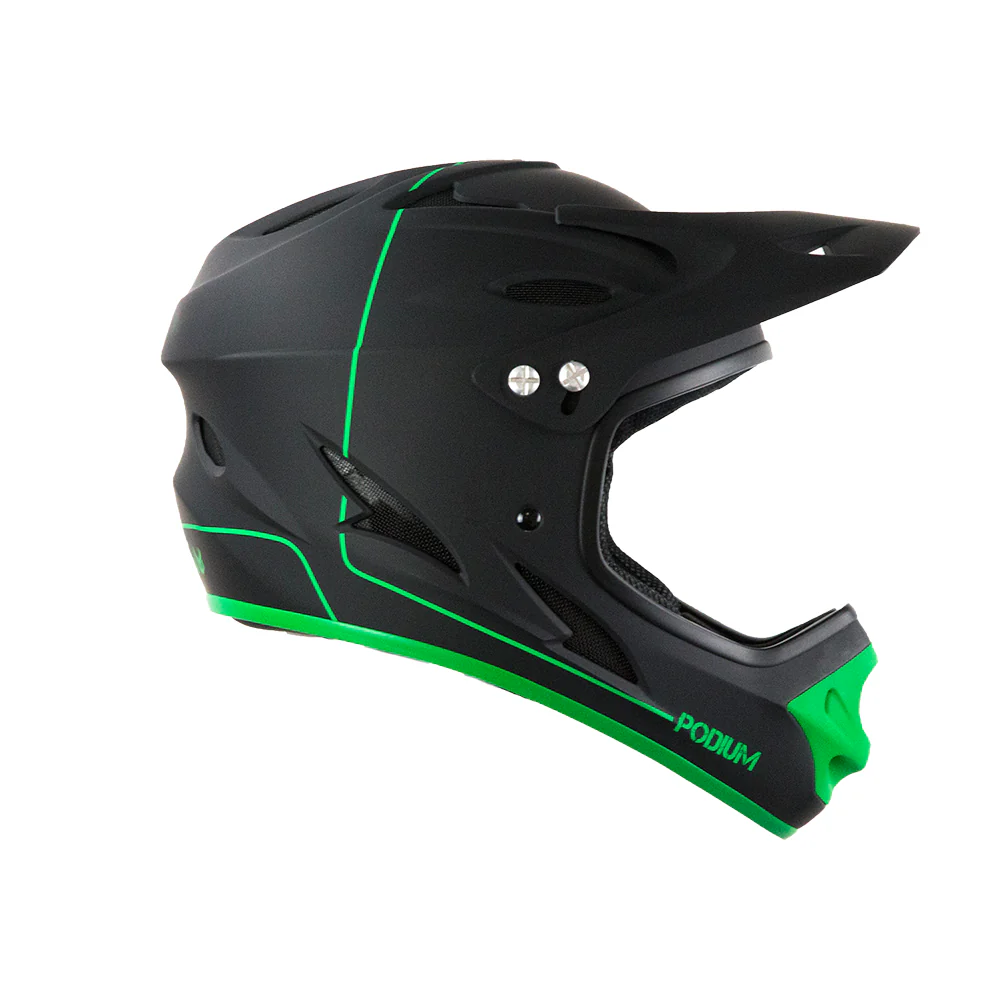 Demon Podium Full Face Bicycle Helmet- Black/Green - Image 3
