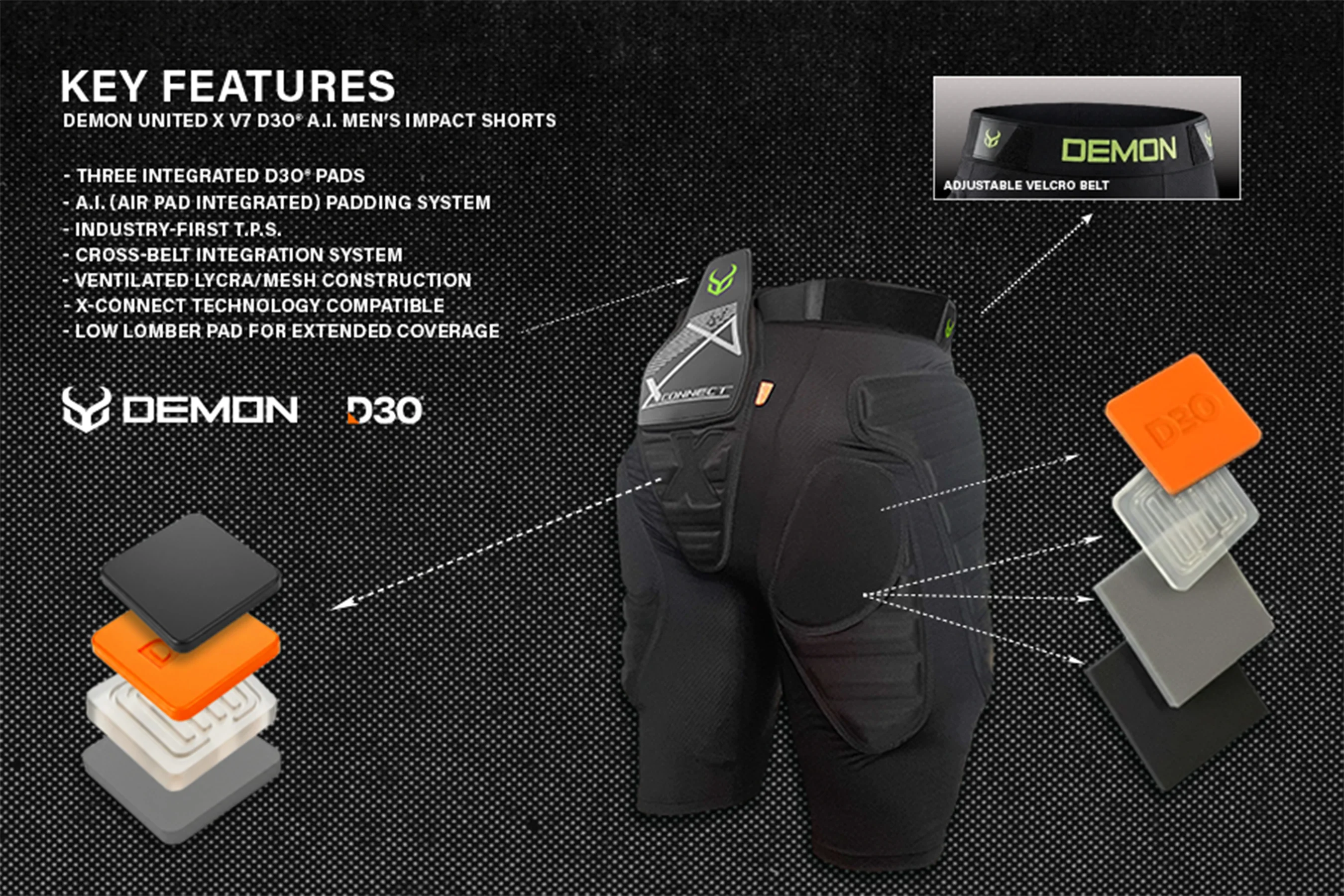 Demon United X V7 D3O® A.I. Men's Impact Shorts | Snowboard - Image 3