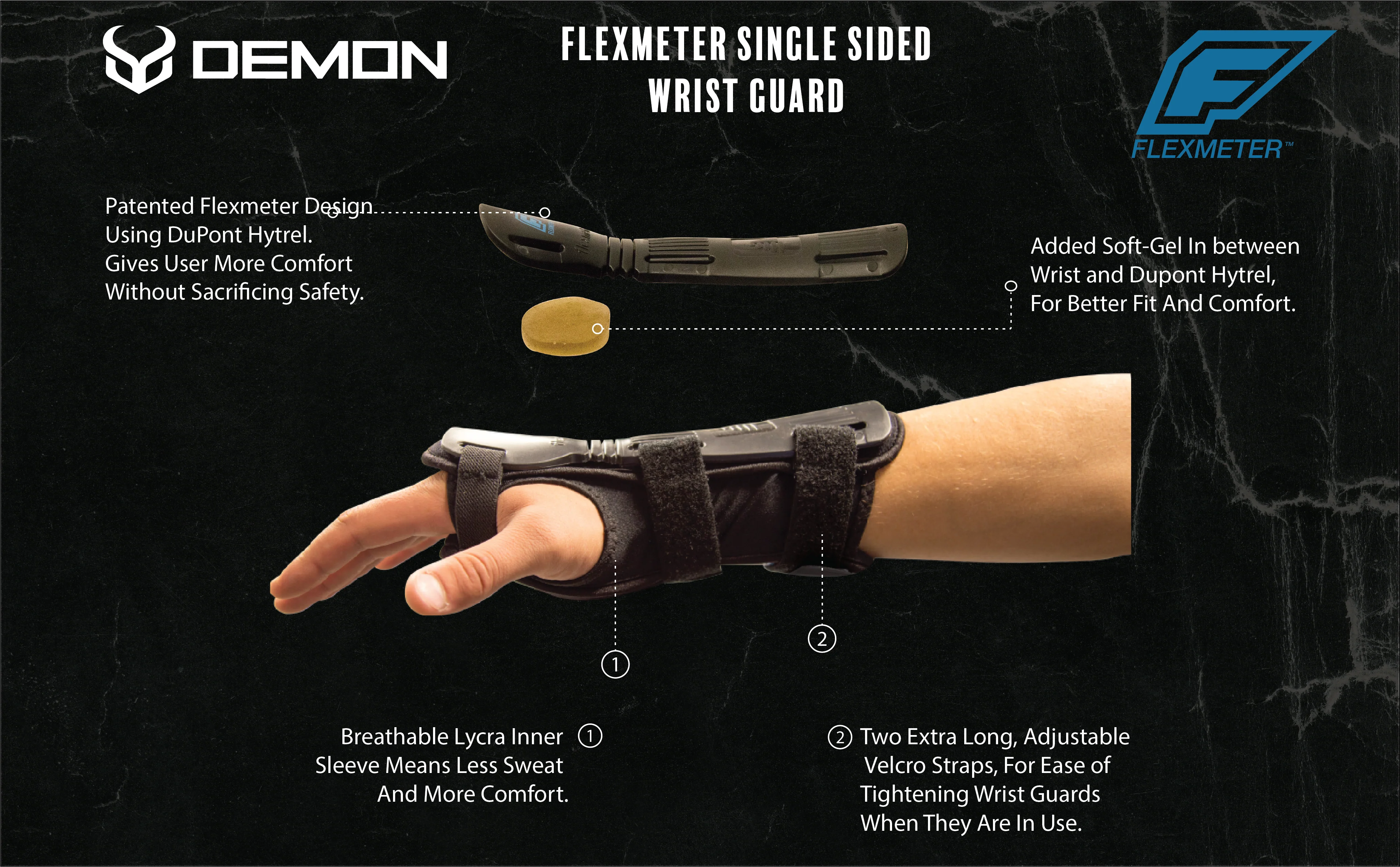 Demon Flexmeter Wrist Guard Single Sided-Sold as a Pair - Image 3